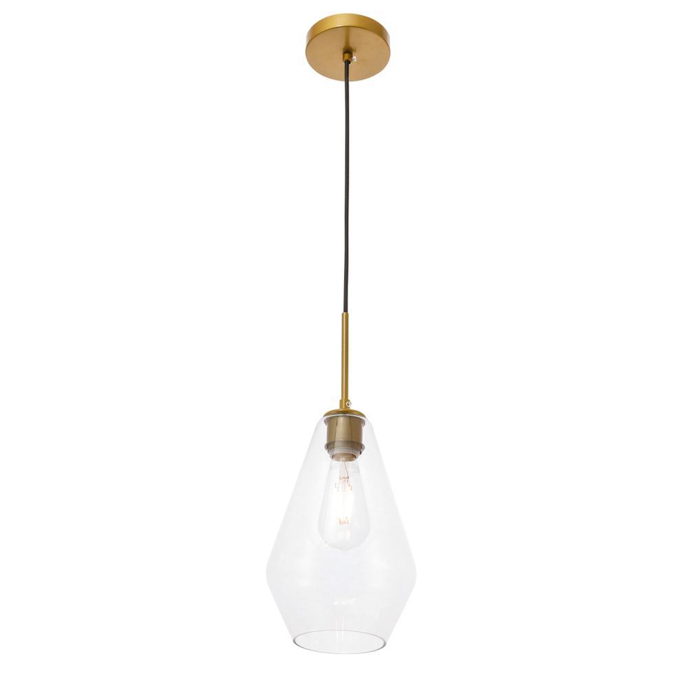 Gene 1 light Brass and Clear glass pendant