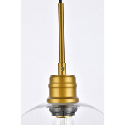 Emett 1 Light Brass And Clear Glass Plug In Pendant