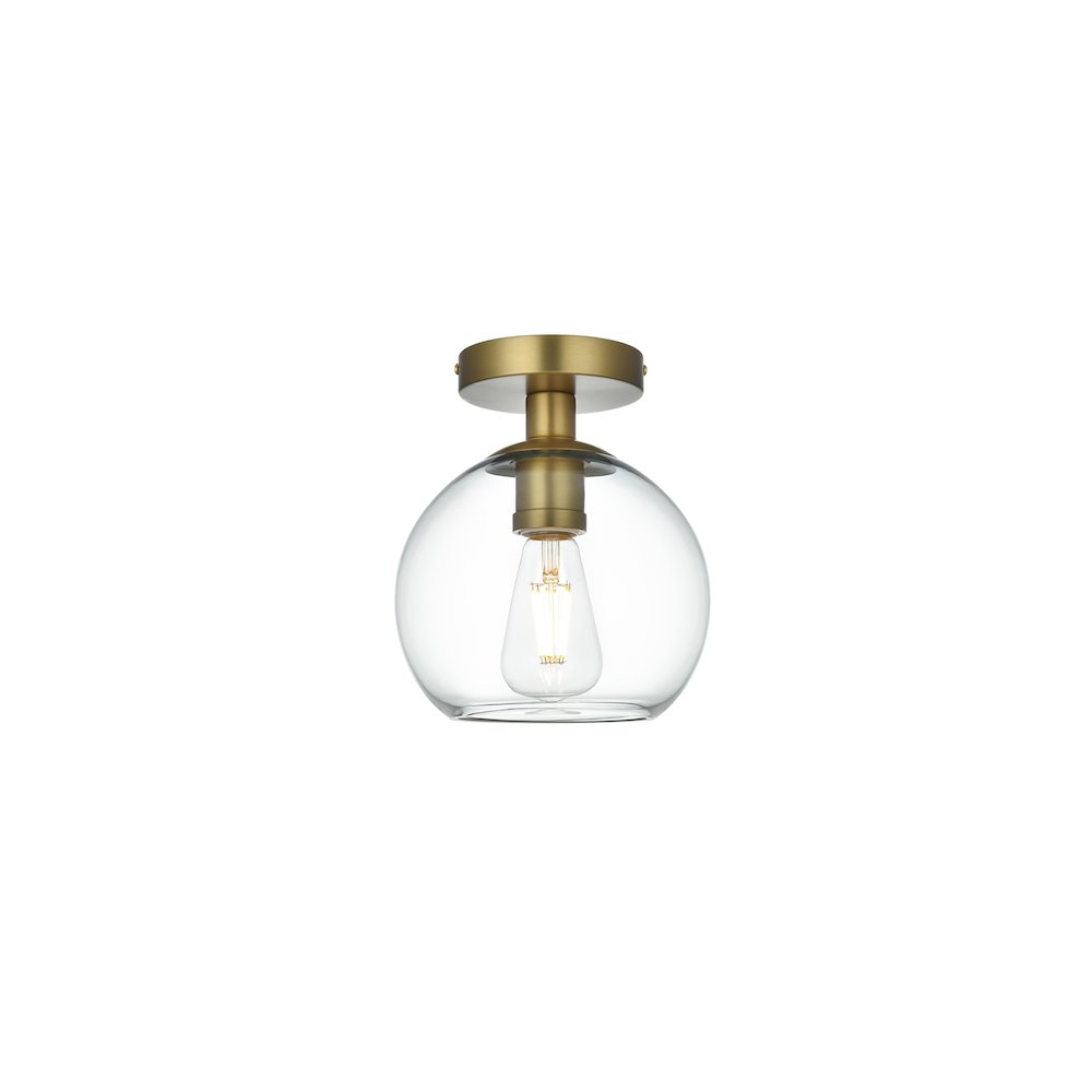 Baxter 8 Inch Flush Mount Clear Shade in Satin Gold