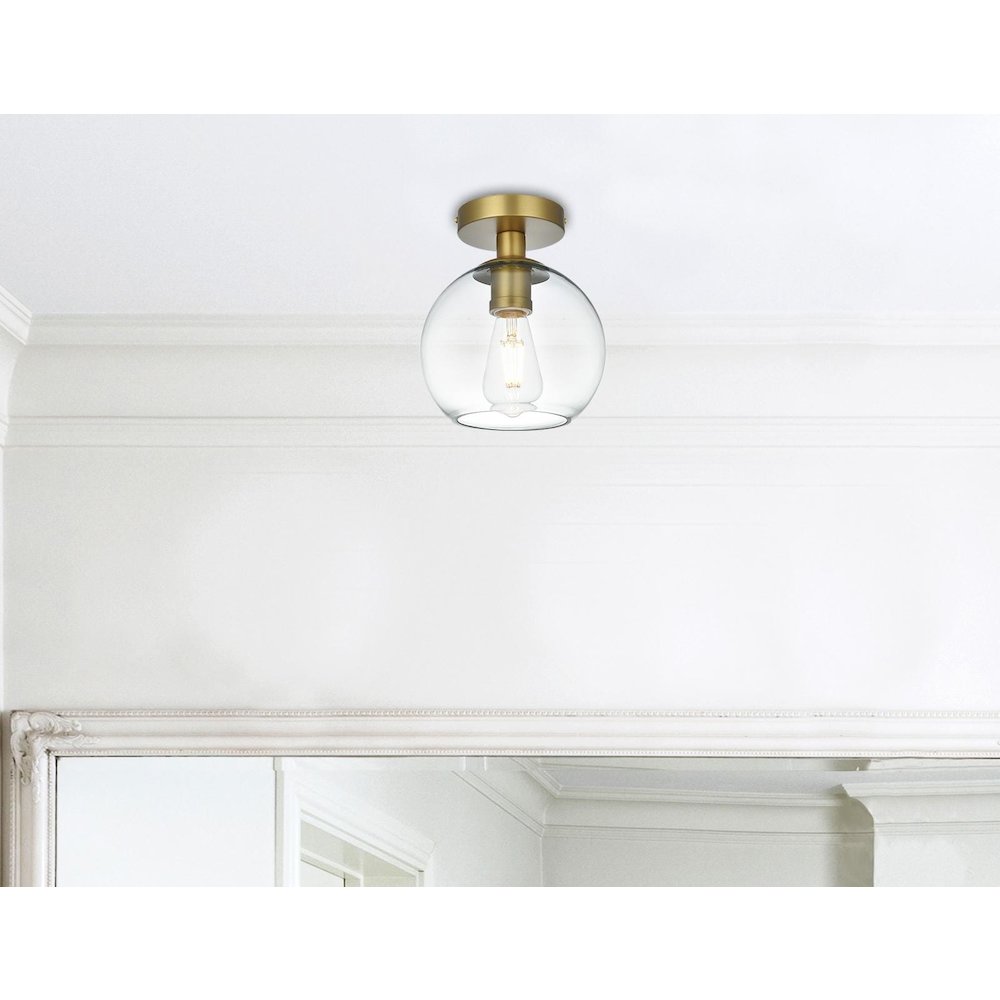 Baxter 8 Inch Flush Mount Clear Shade in Satin Gold