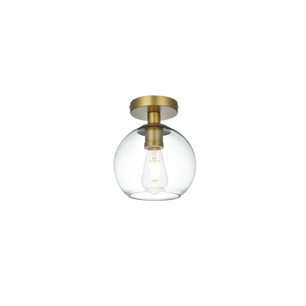 Baxter 8 Inch Flush Mount Clear Shade in Satin Gold