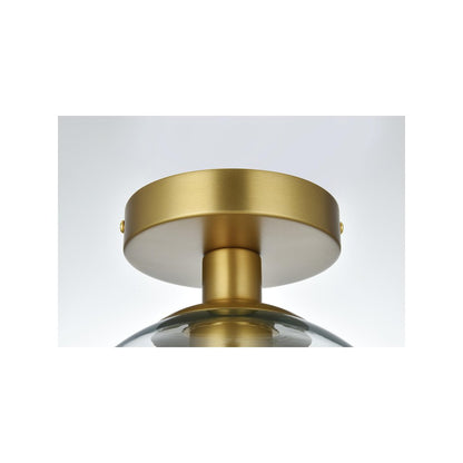 Baxter 8 Inch Flush Mount Clear Shade in Satin Gold