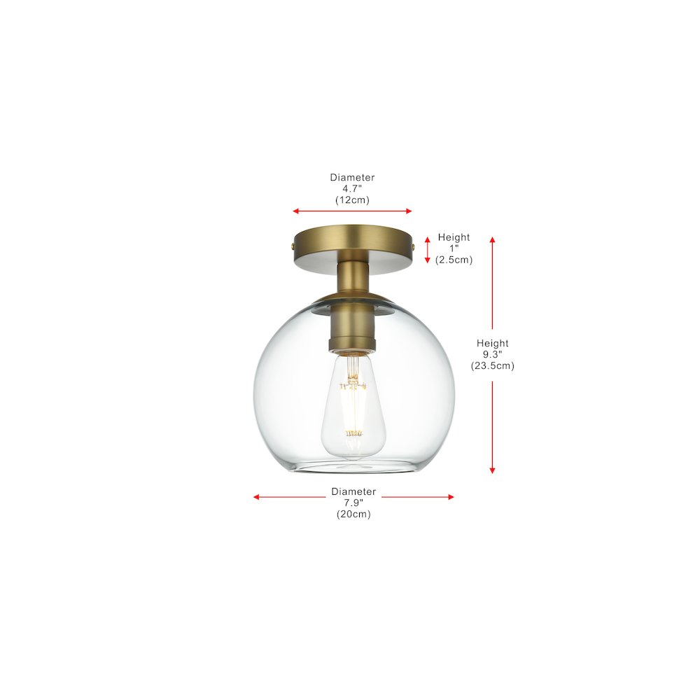Baxter 8 Inch Flush Mount Clear Shade in Satin Gold