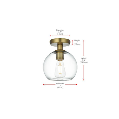 Baxter 8 Inch Flush Mount Clear Shade in Satin Gold