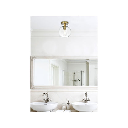 Baxter 8 Inch Flush Mount Clear Shade in Satin Gold
