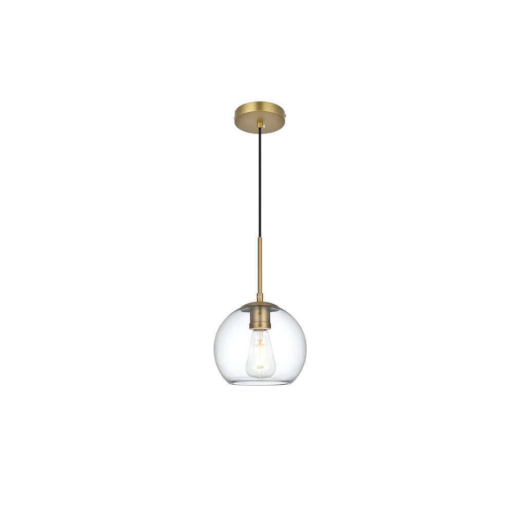 Baxter 8 Inch Pendant Clear Shade in Satin Gold