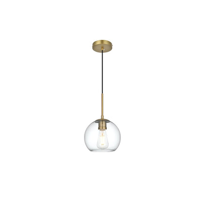 Baxter 8 Inch Pendant Clear Shade in Satin Gold