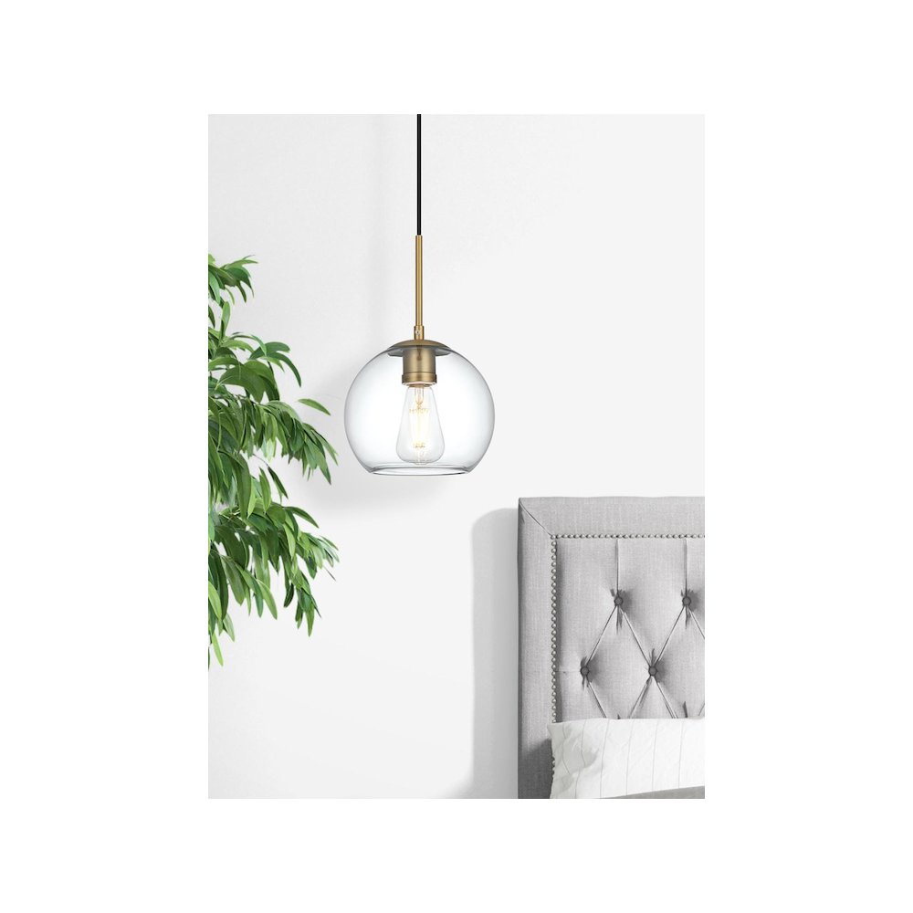 Baxter 8 Inch Pendant Clear Shade in Satin Gold