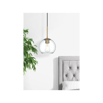 Baxter 8 Inch Pendant Clear Shade in Satin Gold