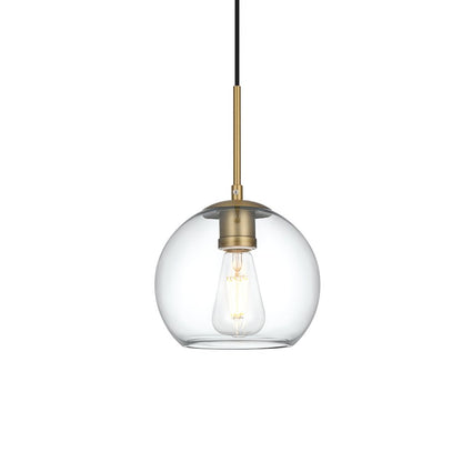 Baxter 8 Inch Pendant Clear Shade in Satin Gold