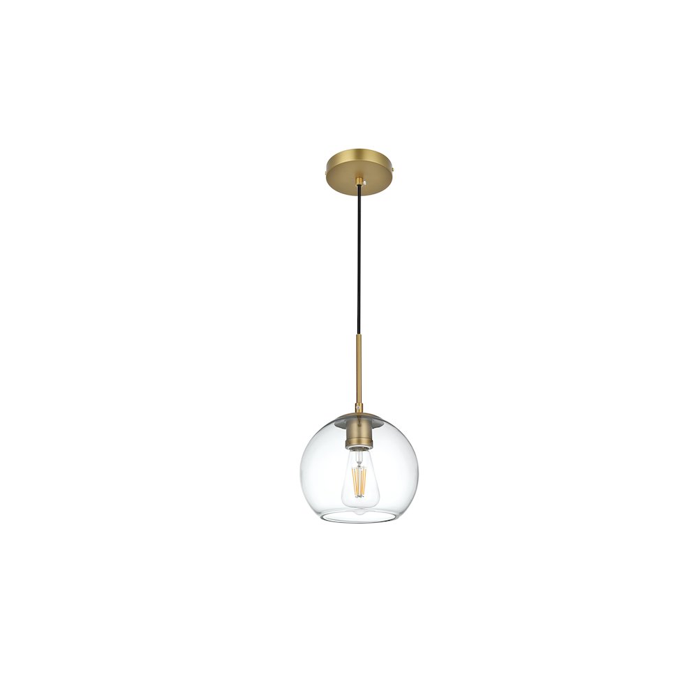 Baxter 8 Inch Pendant Clear Shade in Satin Gold