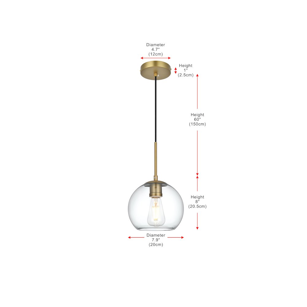 Baxter 8 Inch Pendant Clear Shade in Satin Gold