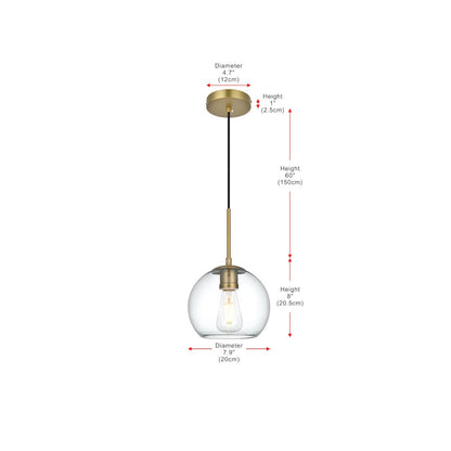 Baxter 8 Inch Pendant Clear Shade in Satin Gold