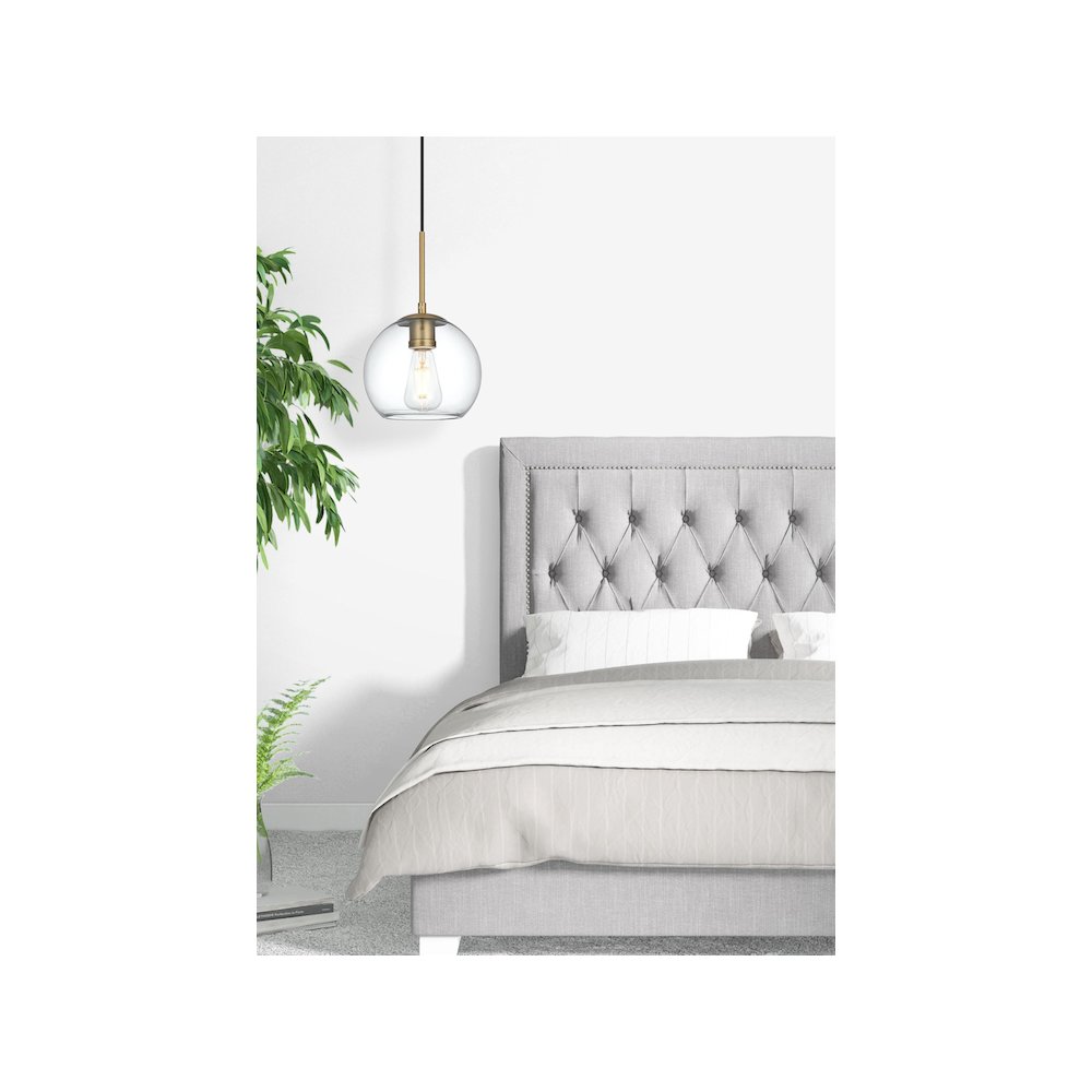 Baxter 8 Inch Pendant Clear Shade in Satin Gold