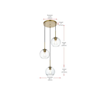Baxter 18 Inch Flush Mount Clear Shade in Satin Gold