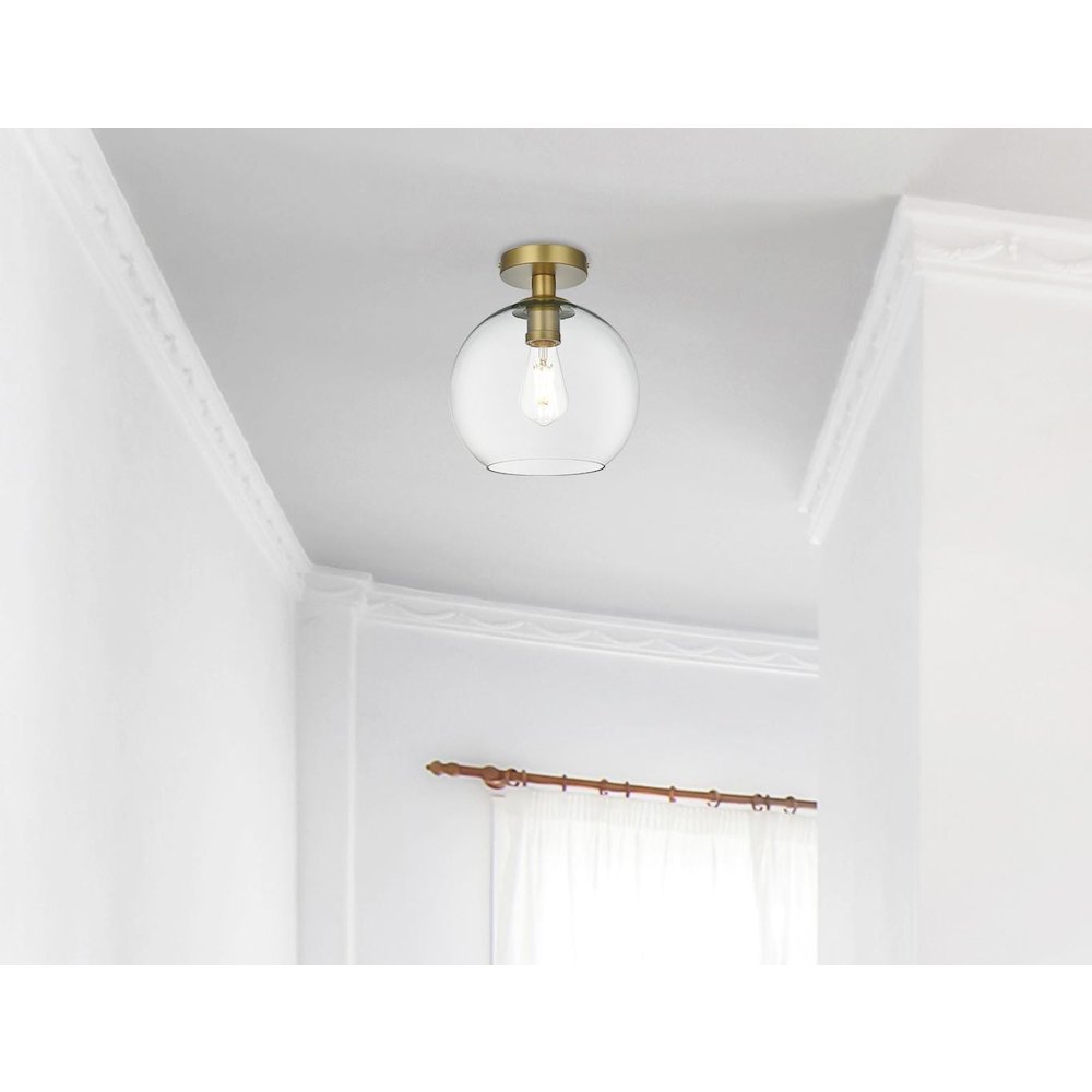 Baxter 18 Inch Flush Mount Clear Shade in Satin Gold