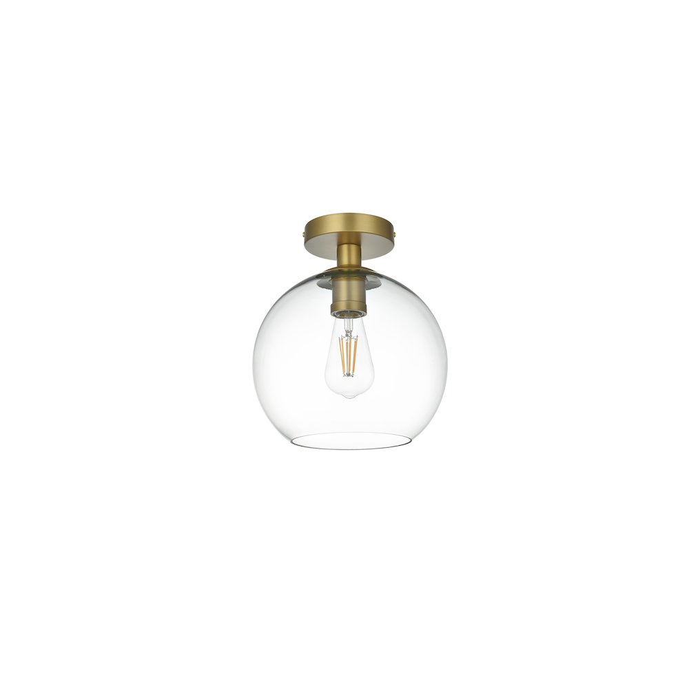 Baxter 18 Inch Flush Mount Clear Shade in Satin Gold