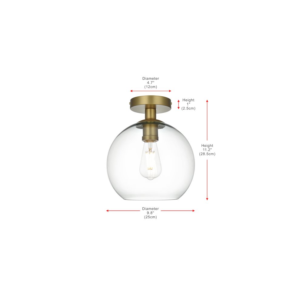 Baxter 18 Inch Flush Mount Clear Shade in Satin Gold