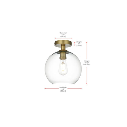 Baxter 18 Inch Flush Mount Clear Shade in Satin Gold