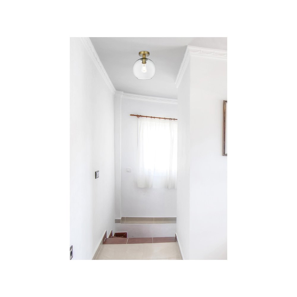 Baxter 18 Inch Flush Mount Clear Shade in Satin Gold