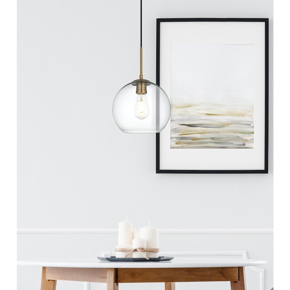 Baxter 10 Inch Pendant Clear Shade in Satin Gold
