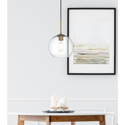 Baxter 10 Inch Pendant Clear Shade in Satin Gold