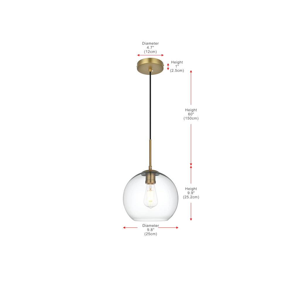 Baxter 10 Inch Pendant Clear Shade in Satin Gold