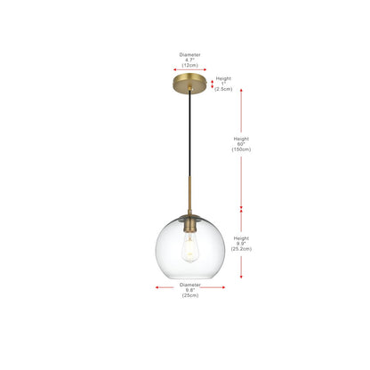 Baxter 10 Inch Pendant Clear Shade in Satin Gold