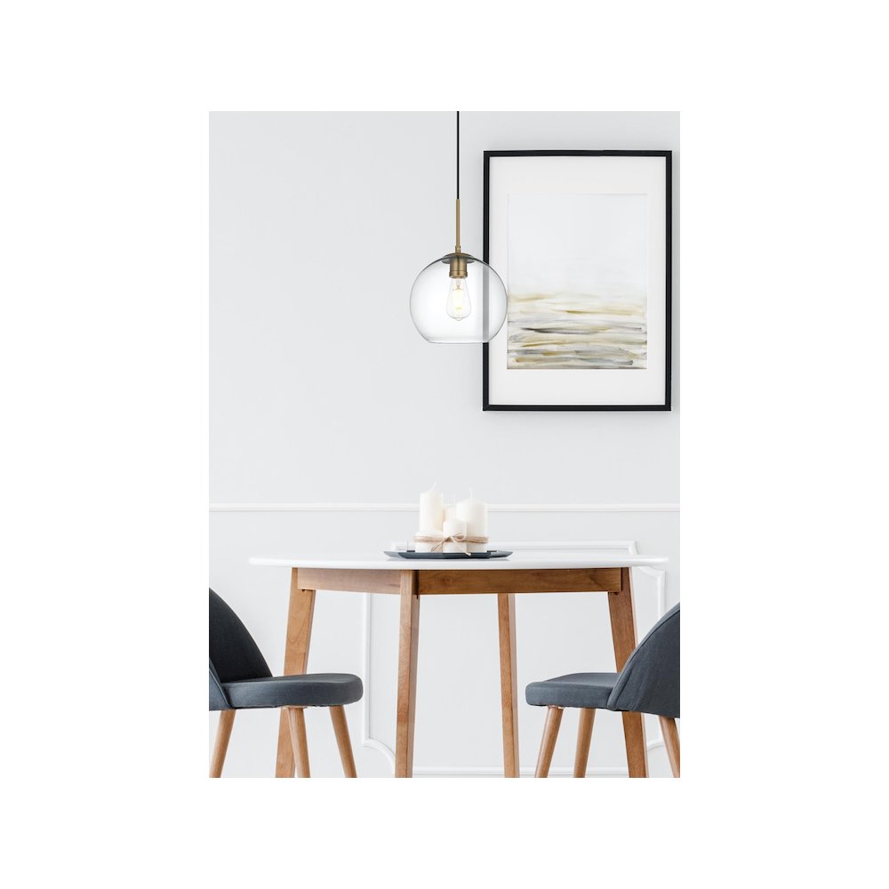 Baxter 10 Inch Pendant Clear Shade in Satin Gold