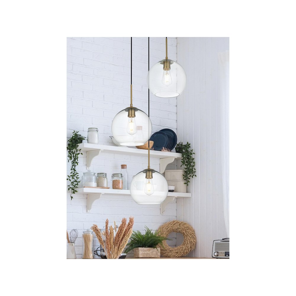 Baxter 20 Inch Pendant Clear Shade in Satin Gold