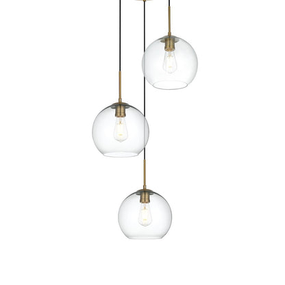 Baxter 20 Inch Pendant Clear Shade in Satin Gold