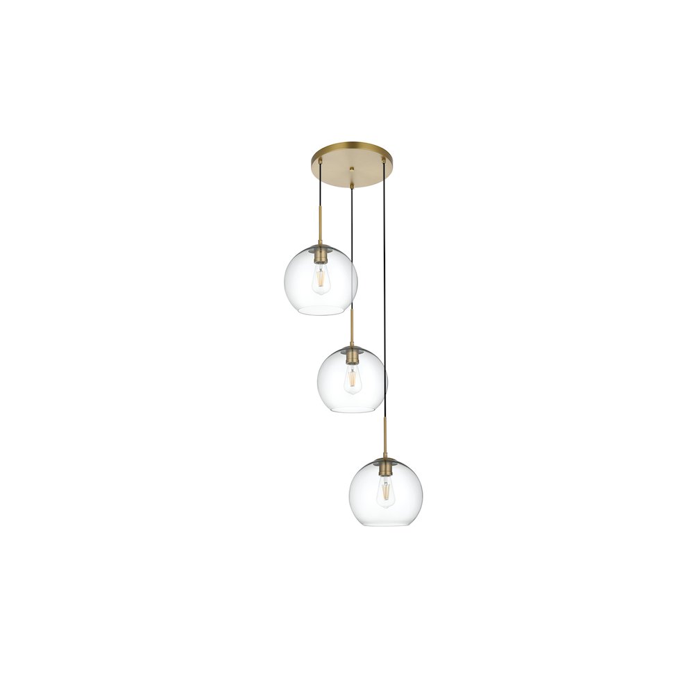 Baxter 20 Inch Pendant Clear Shade in Satin Gold