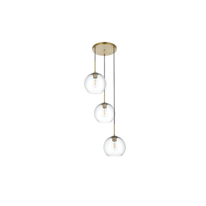 Baxter 20 Inch Pendant Clear Shade in Satin Gold