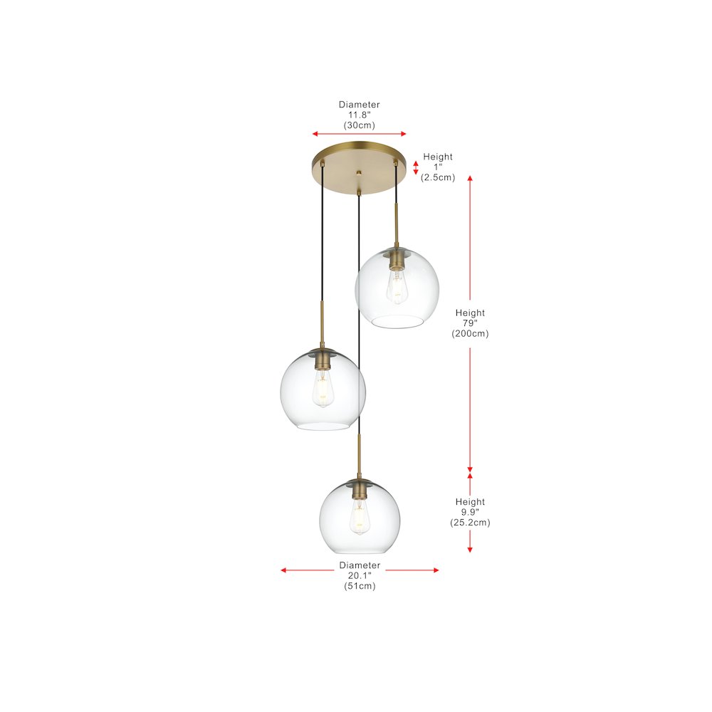 Baxter 20 Inch Pendant Clear Shade in Satin Gold