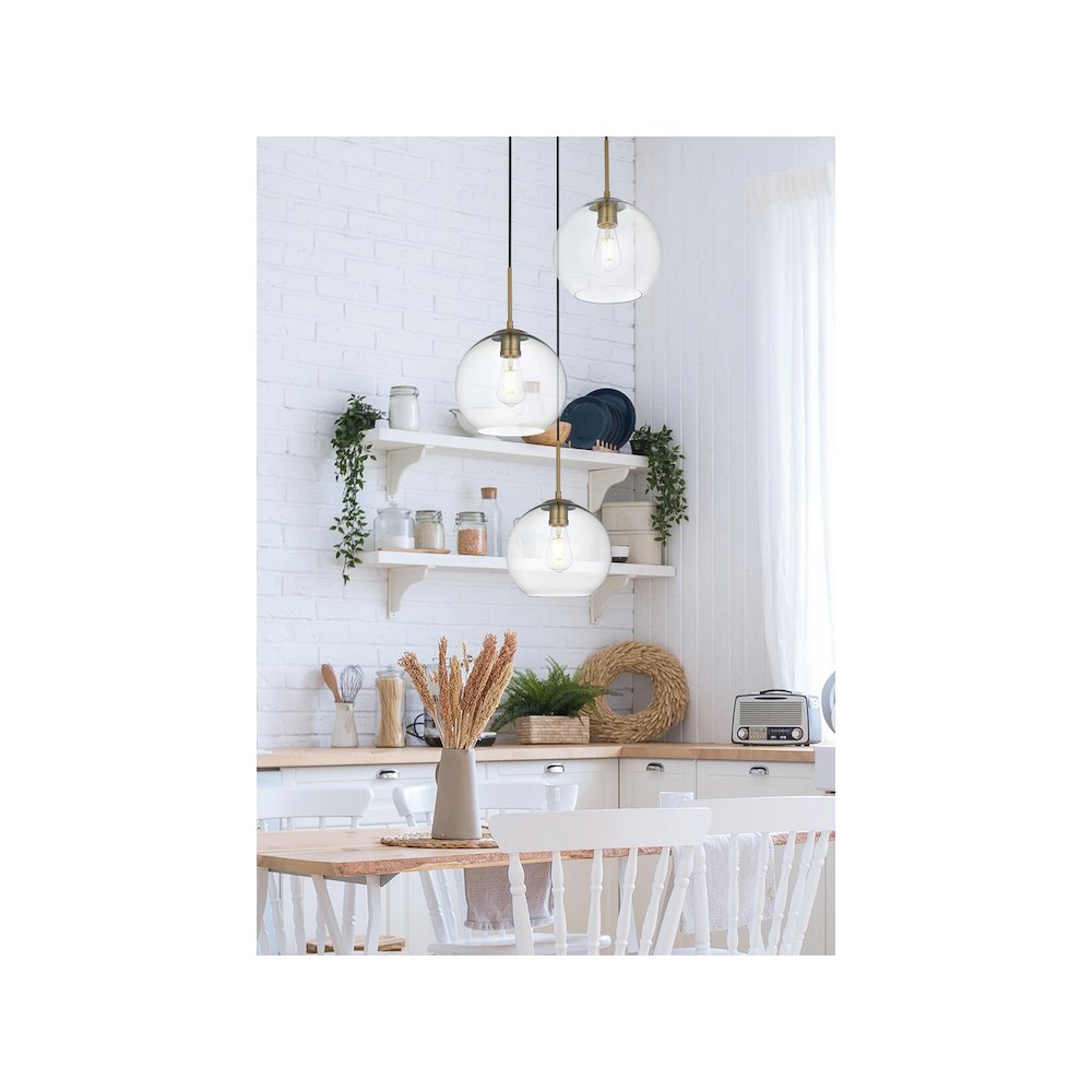 Baxter 20 Inch Pendant Clear Shade in Satin Gold