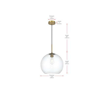 Baxter 14 Inch Pendant Clear Shade in Satin Gold