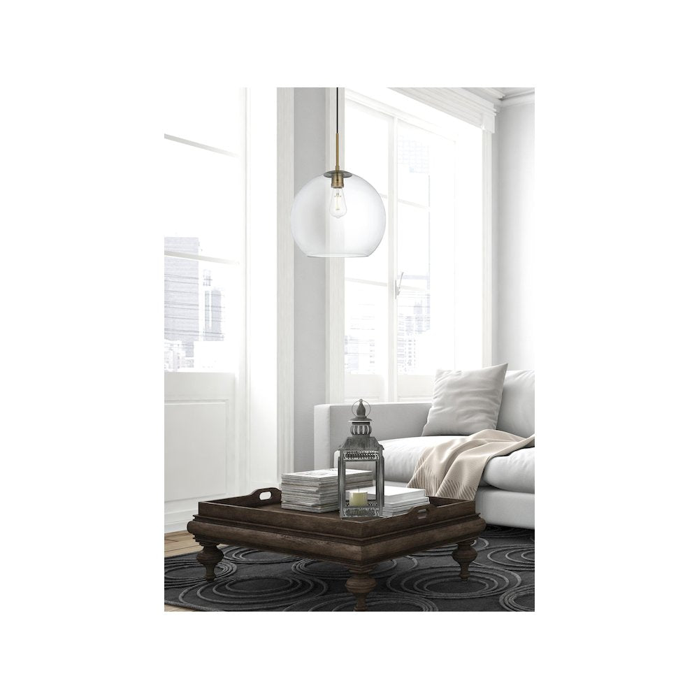 Baxter 14 Inch Pendant Clear Shade in Satin Gold
