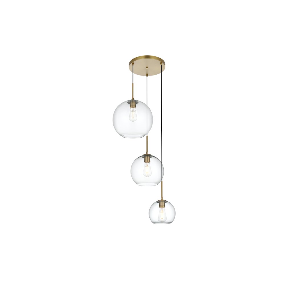 Baxter 21 Inch Pendant Clear Shade in Satin Gold