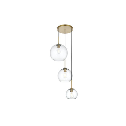 Baxter 21 Inch Pendant Clear Shade in Satin Gold