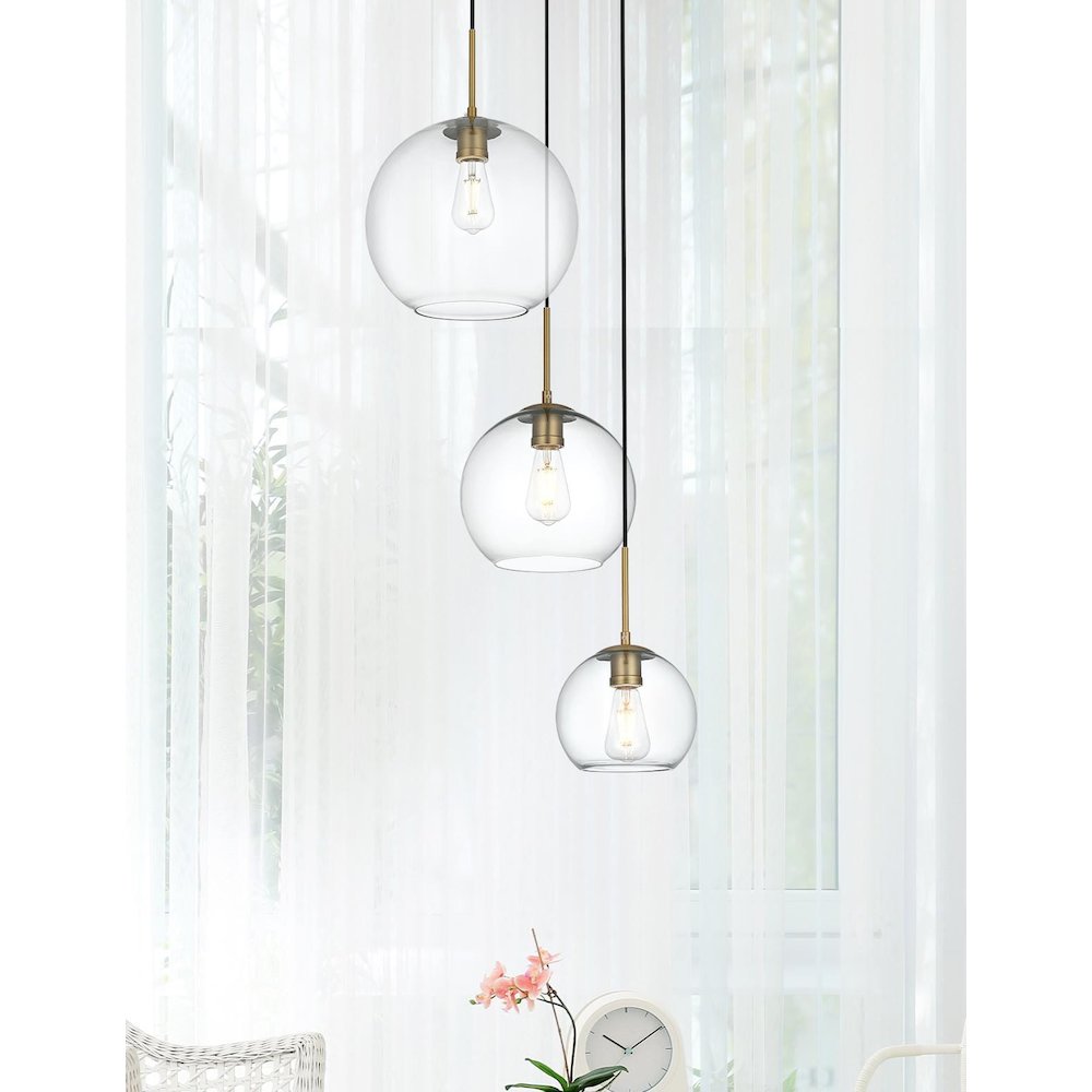 Baxter 21 Inch Pendant Clear Shade in Satin Gold