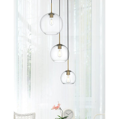 Baxter 21 Inch Pendant Clear Shade in Satin Gold