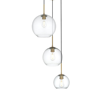 Baxter 21 Inch Pendant Clear Shade in Satin Gold
