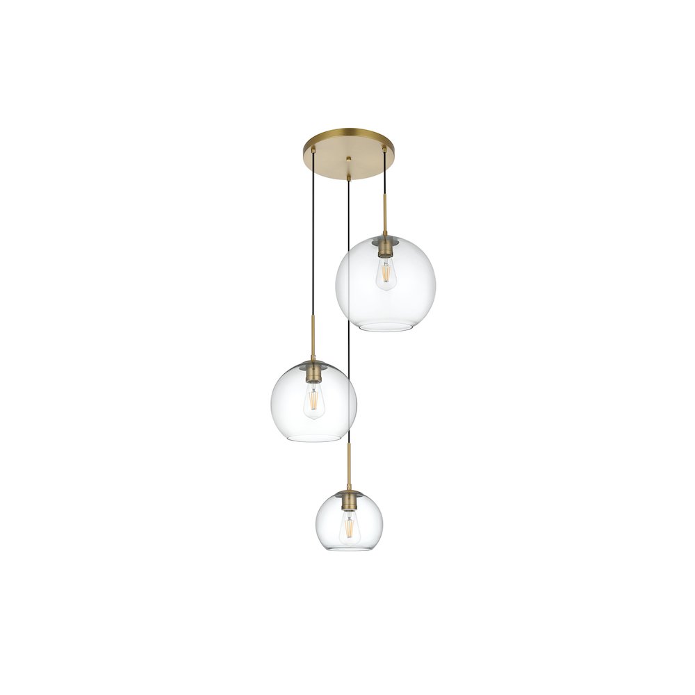 Baxter 21 Inch Pendant Clear Shade in Satin Gold
