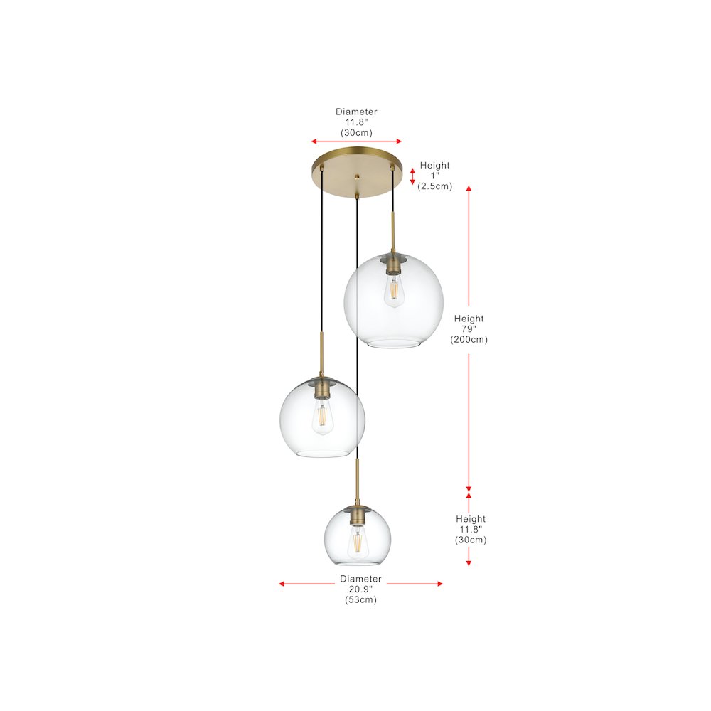 Baxter 21 Inch Pendant Clear Shade in Satin Gold