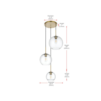 Baxter 21 Inch Pendant Clear Shade in Satin Gold