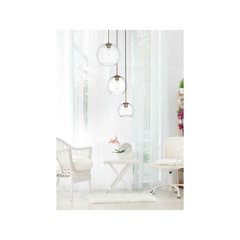 Baxter 21 Inch Pendant Clear Shade in Satin Gold