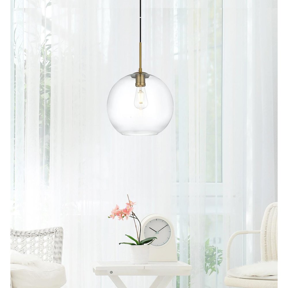 Baxter 12 Inch Pendant Clear Shade in Satin Gold