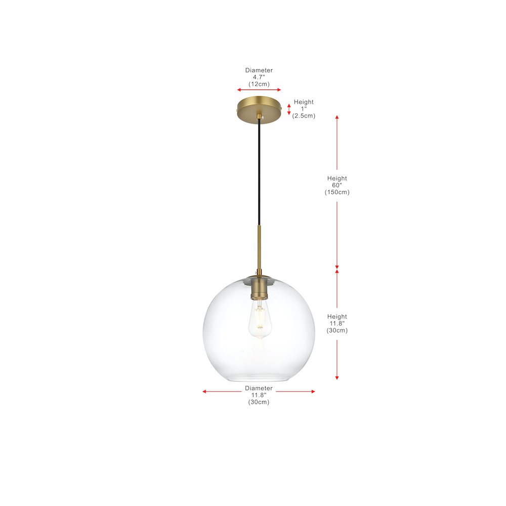 Baxter 12 Inch Pendant Clear Shade in Satin Gold