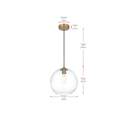 Baxter 12 Inch Pendant Clear Shade in Satin Gold