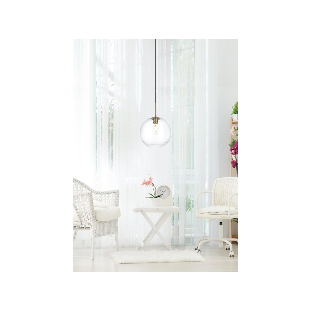 Baxter 12 Inch Pendant Clear Shade in Satin Gold